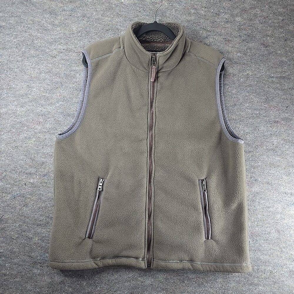 True Grit Fleece Full Zip Sherpa Vest Nens Size Large Taupe